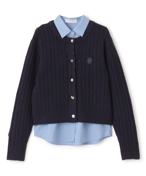 セール】多釦カーデ＋シャツセット（アンサンブル）｜pom ponette