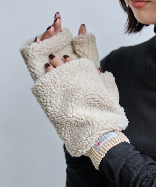 coen（コーエン）の「【ギフトにおすすめ】フィンガーレスボアグローブ（手袋・メンズ・ダークグレー/オフホワイト/ブラウン系・FREE）」の12枚目の写真