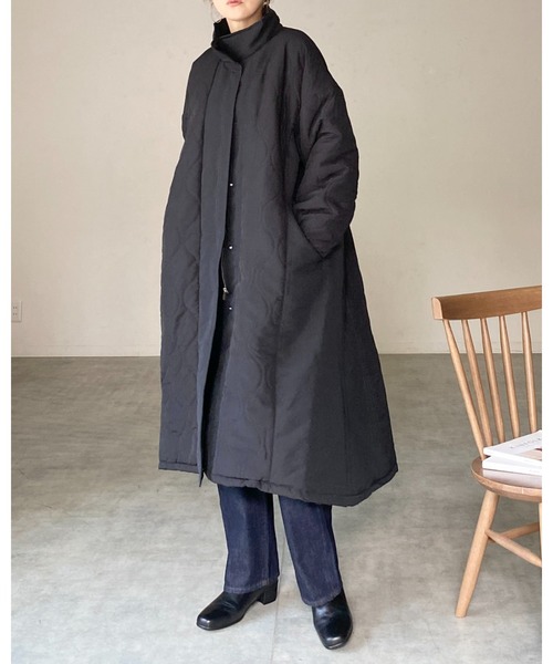 She's Closet(シーズクローゼット)の「中綿ロング丈Aラインスタンドカラー切替キルティングコート(ダウンジャケット/コート・レディース・アイボリー/カーキ/ブラック・FREE)」の18枚目の写真
