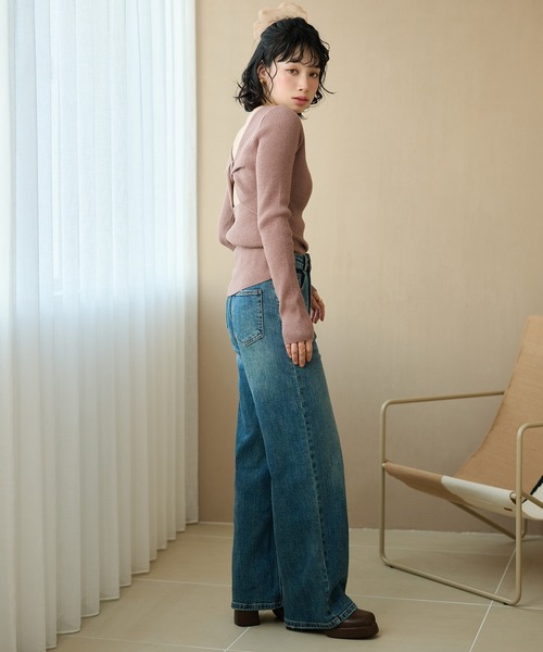 LAULEN(ローレン)の「back twist rib knit tops /バックツイストリブニットトップス(ニット/セーター・レディース・ピンク/ブラック・FREE)」の10枚目の写真