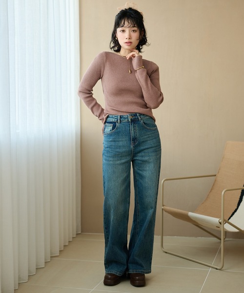 LAULEN(ローレン)の「back twist rib knit tops /バックツイストリブニットトップス(ニット/セーター・レディース・ピンク/ブラック・FREE)」の11枚目の写真