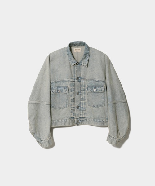 beautiful people（ビューティフルピープル）の「selvedge denim o/d  no shoulder blouson（デニムジャケット・レディース・サックスブルー/ベージュ・38/36）」の2枚目の写真