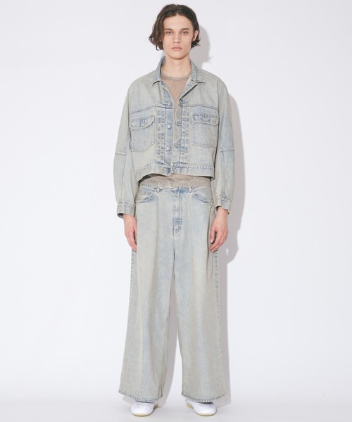 beautiful people（ビューティフルピープル）の「selvedge denim o/d  no shoulder blouson（デニムジャケット・レディース・サックスブルー/ベージュ・38/36）」の6枚目の写真