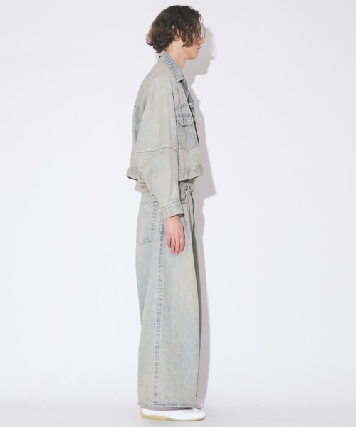 beautiful people（ビューティフルピープル）の「selvedge denim o/d  no shoulder blouson（デニムジャケット・レディース・サックスブルー/ベージュ・38/36）」の7枚目の写真