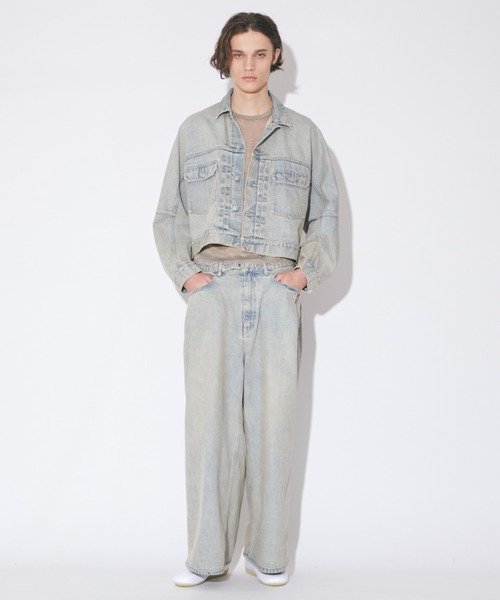 beautiful people（ビューティフルピープル）の「selvedge denim o/d  no shoulder blouson（デニムジャケット・レディース・サックスブルー/ベージュ・38/36）」の9枚目の写真