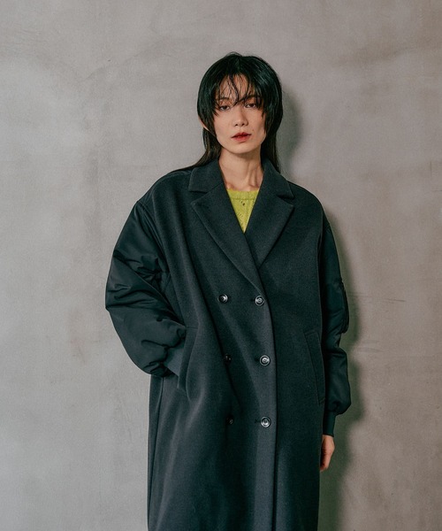 【激レア⌘激渋】　VINTAGE アンティーク　玉虫　プリーツ　コート ドッキングロングコート 606787（その他アウター）｜LEPSIM