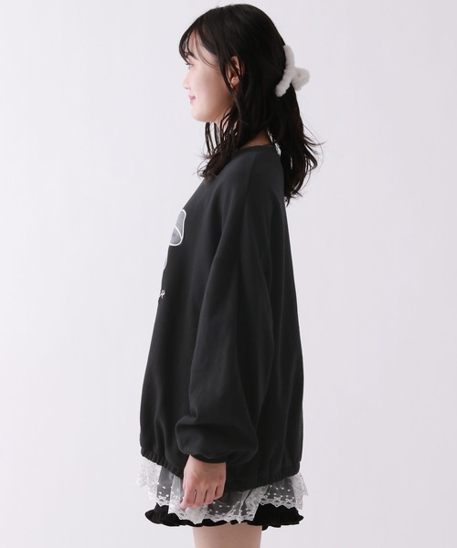 repipi armario(レピピ アルマリオ)の「【ニコラコラボ】レースルーズチュニックスウェット(Tシャツ/カットソー・キッズ・アイボリー/ブラック/グレー・LARGE/MEDIUM/SMALL)」の11枚目の写真