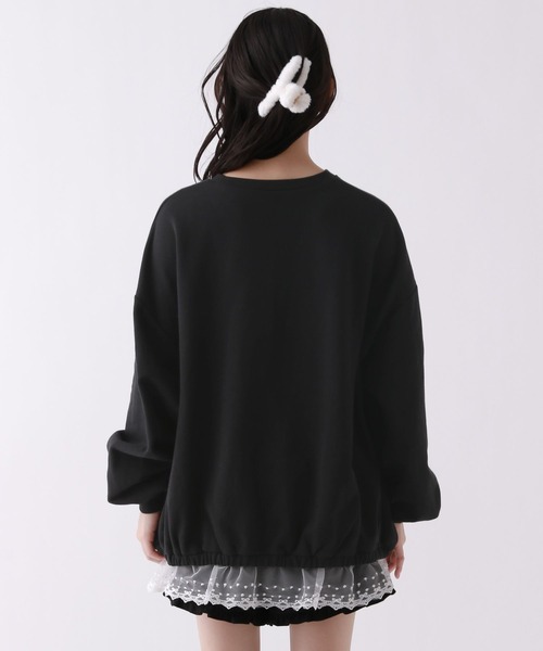 repipi armario(レピピ アルマリオ)の「【ニコラコラボ】レースルーズチュニックスウェット(Tシャツ/カットソー・キッズ・アイボリー/ブラック/グレー・LARGE/MEDIUM/SMALL)」の12枚目の写真