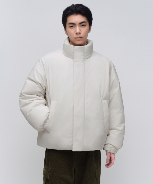 Daily Puffer Minimal Short Padded Jacket [Dusty Cream]