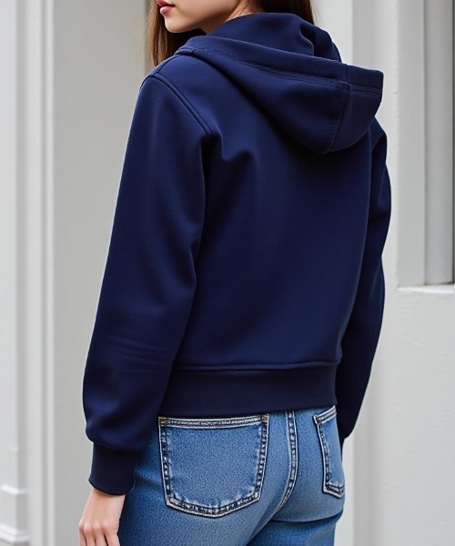 cammie（キャミー）の「ベーシックショートパーカー（パーカー・レディース・グレー/ネイビー・M/L）」の9枚目の写真
