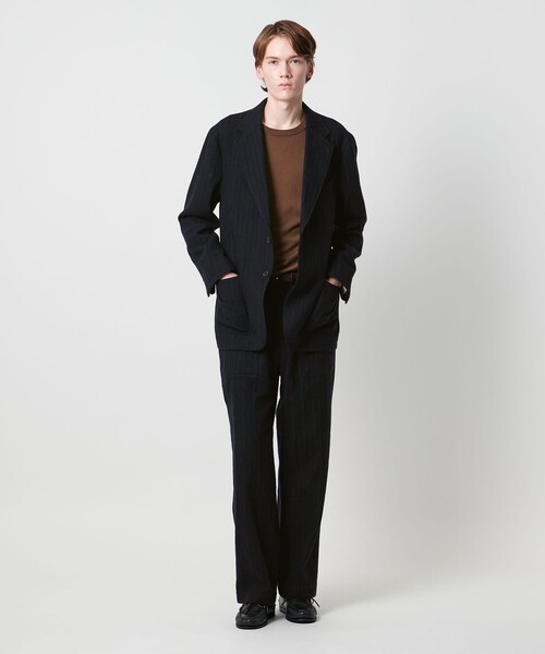 District（ディストリクト）の「＜District＞シュリンク サージ ベイカースラックス（スラックス・メンズ・ダークブラウン/ネイビー・L/S/M）」の6枚目の写真