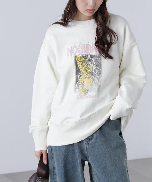 FREE'S MART（フリーズマート）の「ロックプリントスウェット（スウェット・レディース・ホワイト/ブラック・FREE）」の2枚目の写真