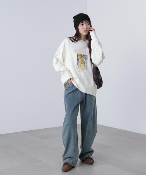 FREE'S MART（フリーズマート）の「ロックプリントスウェット（スウェット・レディース・ホワイト/ブラック・FREE）」の7枚目の写真