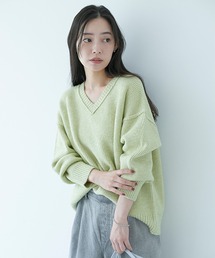 studio CLIP | 《natural by clip/マシンウォッシャブル》7ゲージウール混畦Vネックプルオーバー(ニット/セーター)