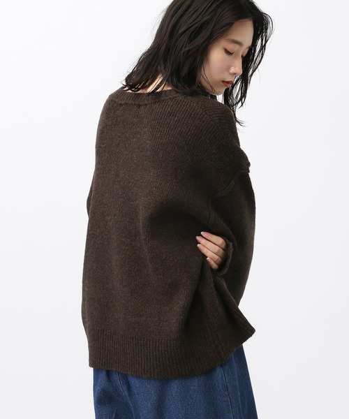 studio CLIP(スタディオクリップ)の「《natural by clip/マシンウォッシャブル》7ゲージウール混畦Vネックプルオーバー(ニット/セーター・レディース・チャコール/イエロー/アイボリー/ブラウン・FREE)」の9枚目の写真