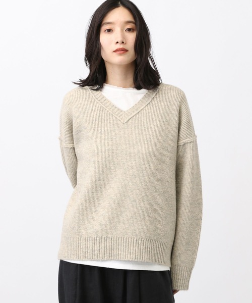 studio CLIP(スタディオクリップ)の「《natural by clip/マシンウォッシャブル》7ゲージウール混畦Vネックプルオーバー(ニット/セーター・レディース・チャコール/イエロー/アイボリー/ブラウン・FREE)」の12枚目の写真