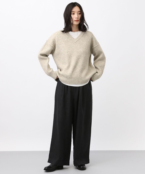 studio CLIP(スタディオクリップ)の「《natural by clip/マシンウォッシャブル》7ゲージウール混畦Vネックプルオーバー(ニット/セーター・レディース・チャコール/イエロー/アイボリー/ブラウン・FREE)」の13枚目の写真