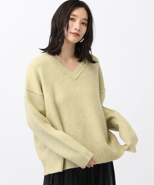 studio CLIP(スタディオクリップ)の「《natural by clip/マシンウォッシャブル》7ゲージウール混畦Vネックプルオーバー(ニット/セーター・レディース・チャコール/イエロー/アイボリー/ブラウン・FREE)」の15枚目の写真