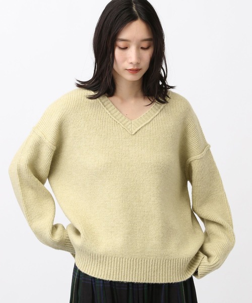 studio CLIP(スタディオクリップ)の「《natural by clip/マシンウォッシャブル》7ゲージウール混畦Vネックプルオーバー(ニット/セーター・レディース・チャコール/イエロー/アイボリー/ブラウン・FREE)」の16枚目の写真