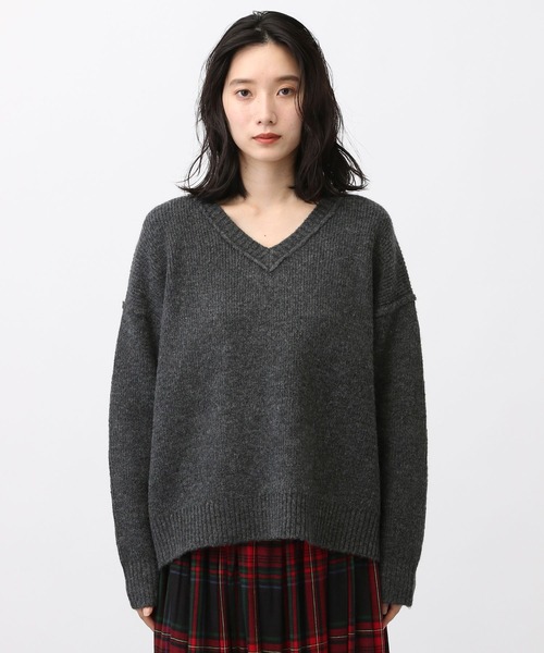 studio CLIP(スタディオクリップ)の「《natural by clip/マシンウォッシャブル》7ゲージウール混畦Vネックプルオーバー(ニット/セーター・レディース・チャコール/イエロー/アイボリー/ブラウン・FREE)」の18枚目の写真