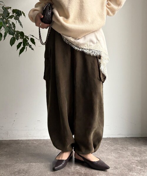 DouDou（ドゥドゥ）の「キュプラカーゴパンツ（その他パンツ・レディース・ピンク/カーキ・FREE/TM）」の9枚目の写真