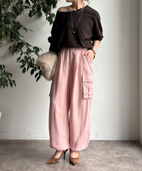 DouDou（ドゥドゥ）の「キュプラカーゴパンツ（その他パンツ・レディース・ピンク/カーキ・FREE/TM）」の16枚目の写真