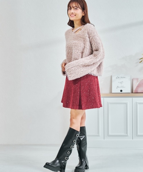 MISCH MASCH（ミッシュマッシュ）の「一部店舗限定 カットアウトデザインシャギーニット（ニット/セーター・レディース・アイボリー/ピンク/ホワイト・ﾌﾘ-）」の17枚目の写真
