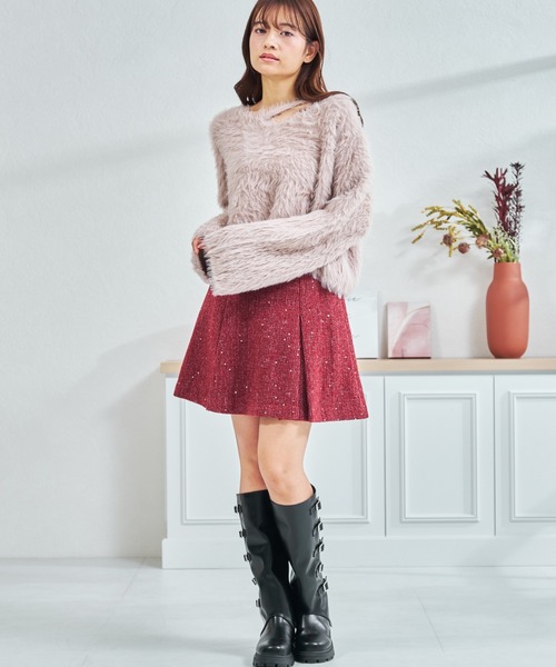 MISCH MASCH（ミッシュマッシュ）の「一部店舗限定 カットアウトデザインシャギーニット（ニット/セーター・レディース・アイボリー/ピンク/ホワイト・ﾌﾘ-）」の19枚目の写真