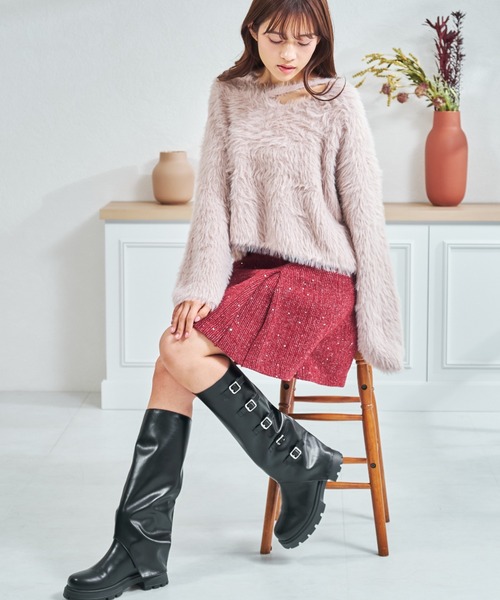 MISCH MASCH（ミッシュマッシュ）の「一部店舗限定 カットアウトデザインシャギーニット（ニット/セーター・レディース・アイボリー/ピンク/ホワイト・ﾌﾘ-）」の16枚目の写真