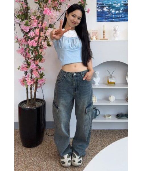 ZEROPLANET（ゼロプラネット）の「ララリボンシャーリングトップ [ブルー]（Tシャツ/カットソー・レディース・その他・MEDIUM/SMALL）」の5枚目の写真