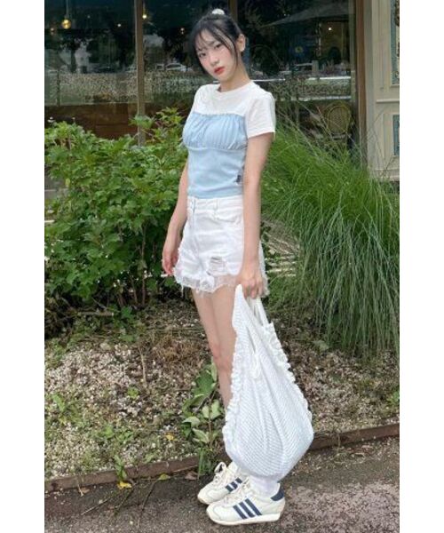ZEROPLANET（ゼロプラネット）の「ララリボンシャーリングトップ [ブルー]（Tシャツ/カットソー・レディース・その他・MEDIUM/SMALL）」の6枚目の写真