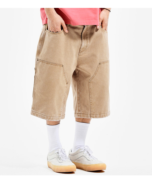 EXTRAORDINARY(エクストラオーディナリー)の「PIGMENT WASHING DOUBLE KNEE SHORTS BEIGE(その他パンツ・メンズ・その他・X-LARGE/LARGE/MEDIUM)」の1枚目の写真