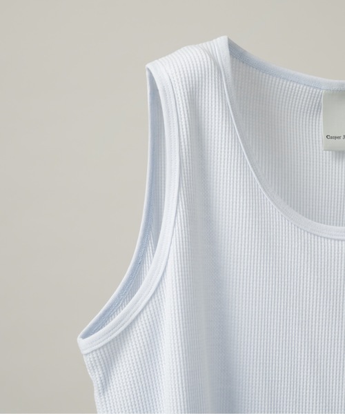 CASPER JOHN(キャスパージョン)の「Layered waffle tank top/レイヤードワッフルタンクトップ(タンクトップ・メンズ・ブラック/チャコールグレー/グレー/サックスブルー/ライトブルー/ピンク/ダークブラウン/ホワイト・LARGE/MEDIUM/SMALL/X-SMALL)」の13枚目の写真