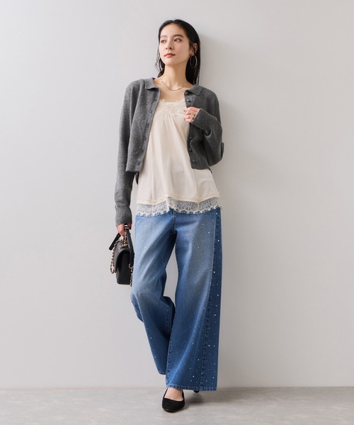 VIS(ビス)の「衿ファー取り外しカーディガン(カーディガン/ボレロ・レディース・グレー/ダークブラウン/キナリ・FREE)」の20枚目の写真