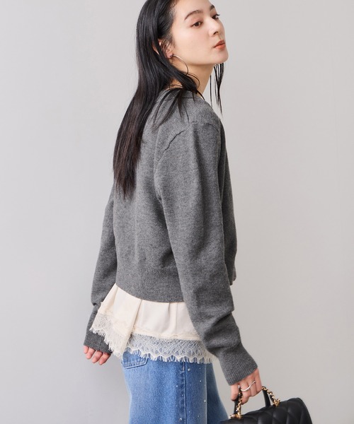 VIS(ビス)の「衿ファー取り外しカーディガン(カーディガン/ボレロ・レディース・グレー/ダークブラウン/キナリ・FREE)」の15枚目の写真