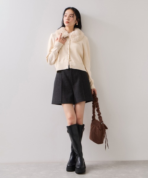 VIS(ビス)の「衿ファー取り外しカーディガン(カーディガン/ボレロ・レディース・グレー/ダークブラウン/キナリ・FREE)」の10枚目の写真