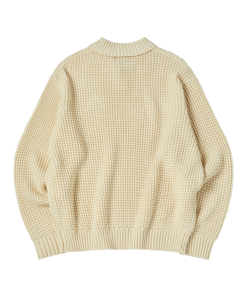 COMONINOZ（コモニノズ）の「WAFFLE COLLAR KNIT [CREAM]（ニット/セーター・メンズ・アイボリー・MEDIUM/LARGE/SMALL）」の2枚目の写真