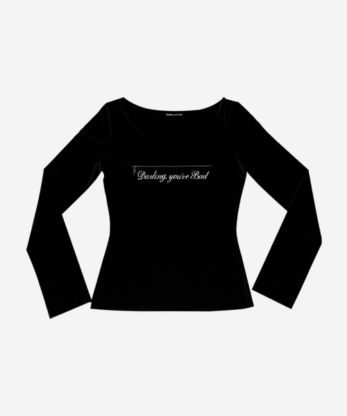 DARLING, YOU'RE BAD(ダーリンユーアーバッド)の「UNZIPPED LOGO T-SHIRT (Cursive ver.) #BLACK(Tシャツ/カットソー・レディース・その他・FREE)」の2枚目の写真
