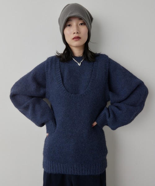 HANNE（アン）の「モヘアライクニットプルオーバー（ニット/セーター・レディース・アイボリー/グレー/ネイビー・FREE）」の9枚目の写真