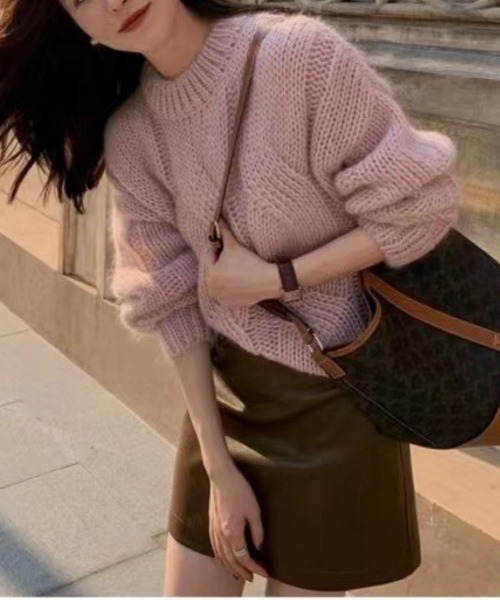 Ritzy(リッツィー)の「ケーブル編みオーバーサイズ プルオーバーニット(ニット/セーター・レディース・ピンク/ベージュ/ブルー/カーキ・FREE)」の8枚目の写真