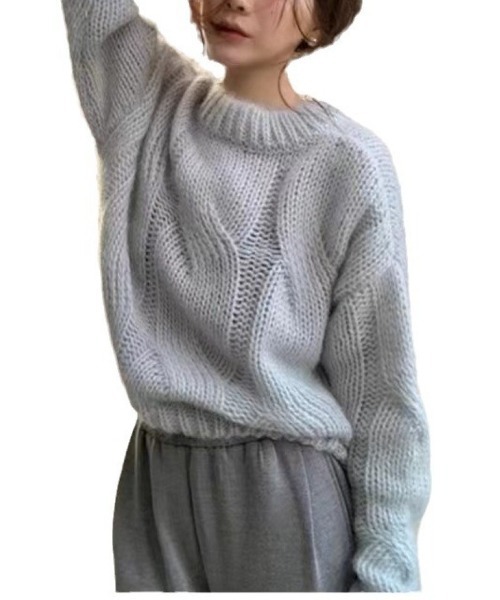 Ritzy(リッツィー)の「ケーブル編みオーバーサイズ プルオーバーニット(ニット/セーター・レディース・ピンク/ベージュ/ブルー/カーキ・FREE)」の9枚目の写真