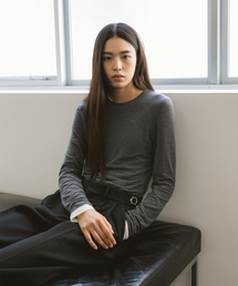 w. Wool Blend Long Sleeve Tee (Charcoal)