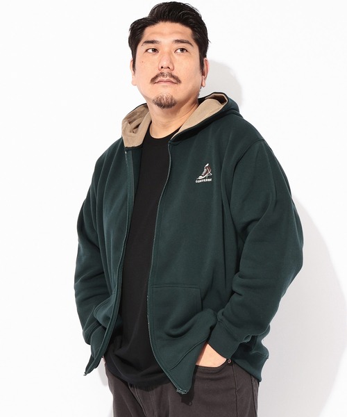 CONVERSE(コンバース)の「CONVERSE (コンバース) 裏起毛 フルジップ スウェット パーカー(パーカー・メンズ・グリーン/ブラック・3L/4L/5L)」の8枚目の写真