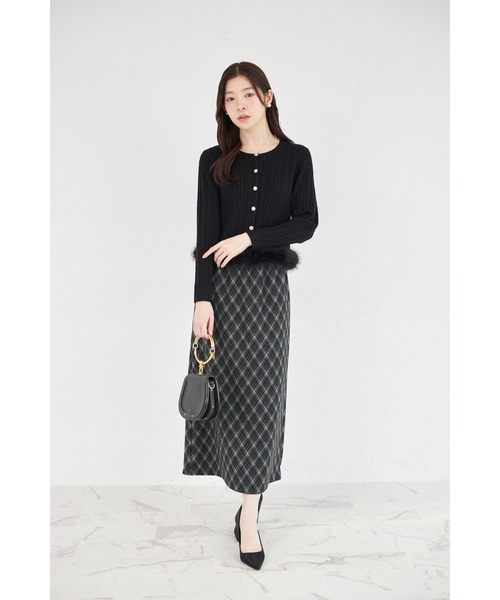 tocco closet（トッコ　クローゼット）の「【ZOZO限定】起毛チェック柄ベーシックタイトスカート（スカート・レディース・ブラック/ブラウン・M）」の3枚目の写真