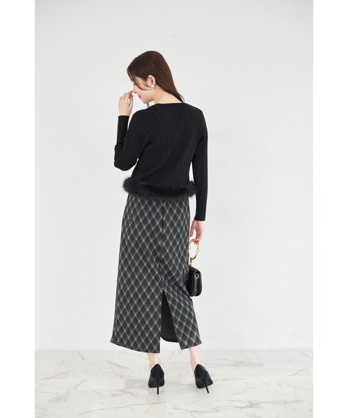 tocco closet（トッコ　クローゼット）の「【ZOZO限定】起毛チェック柄ベーシックタイトスカート（スカート・レディース・ブラック/ブラウン・M）」の5枚目の写真