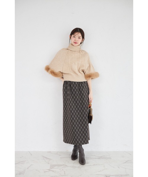 tocco closet（トッコ　クローゼット）の「【ZOZO限定】起毛チェック柄ベーシックタイトスカート（スカート・レディース・ブラック/ブラウン・M）」の10枚目の写真
