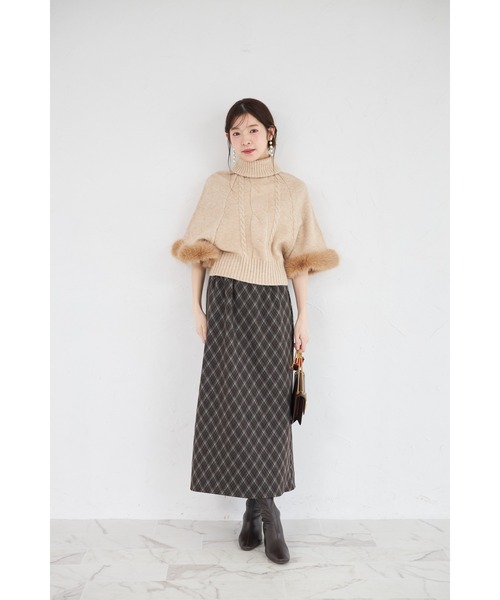 tocco closet（トッコ　クローゼット）の「【ZOZO限定】起毛チェック柄ベーシックタイトスカート（スカート・レディース・ブラック/ブラウン・M）」の11枚目の写真