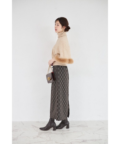 tocco closet（トッコ　クローゼット）の「【ZOZO限定】起毛チェック柄ベーシックタイトスカート（スカート・レディース・ブラック/ブラウン・M）」の12枚目の写真