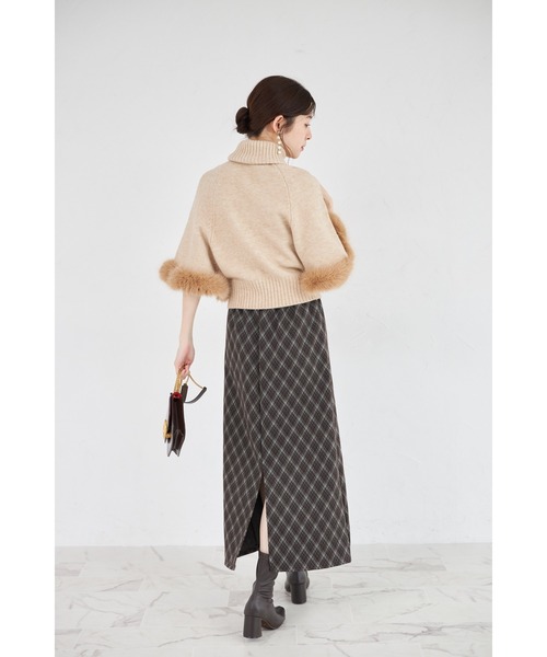 tocco closet（トッコ　クローゼット）の「【ZOZO限定】起毛チェック柄ベーシックタイトスカート（スカート・レディース・ブラック/ブラウン・M）」の13枚目の写真