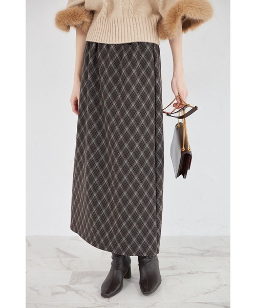 tocco closet（トッコ　クローゼット）の「【ZOZO限定】起毛チェック柄ベーシックタイトスカート（スカート・レディース・ブラック/ブラウン・M）」の15枚目の写真